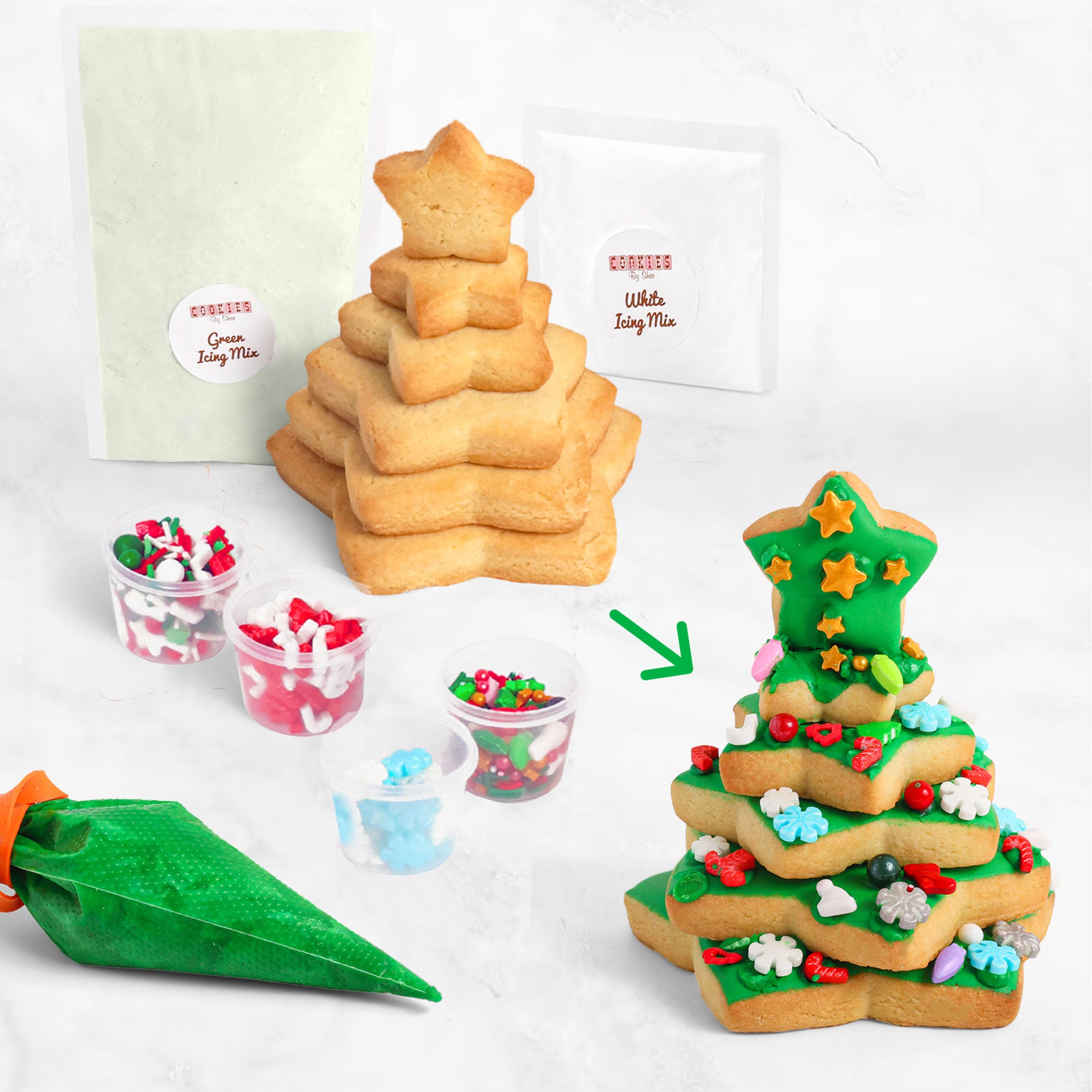 COOKIE DECO KITS : 3D Christmas Tree (8 cookies)