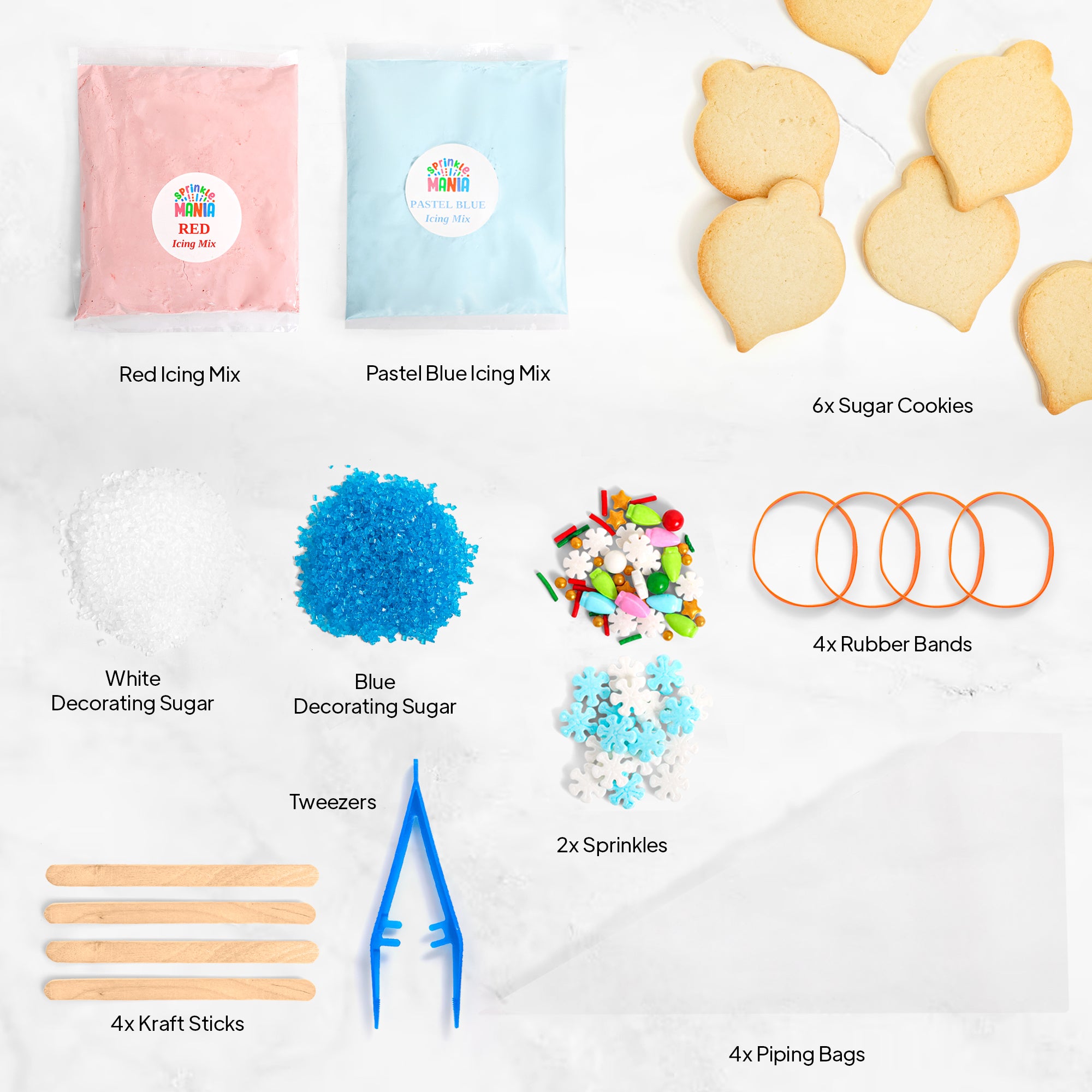 COOKIE DECO KITS : 6 Holiday Ornaments