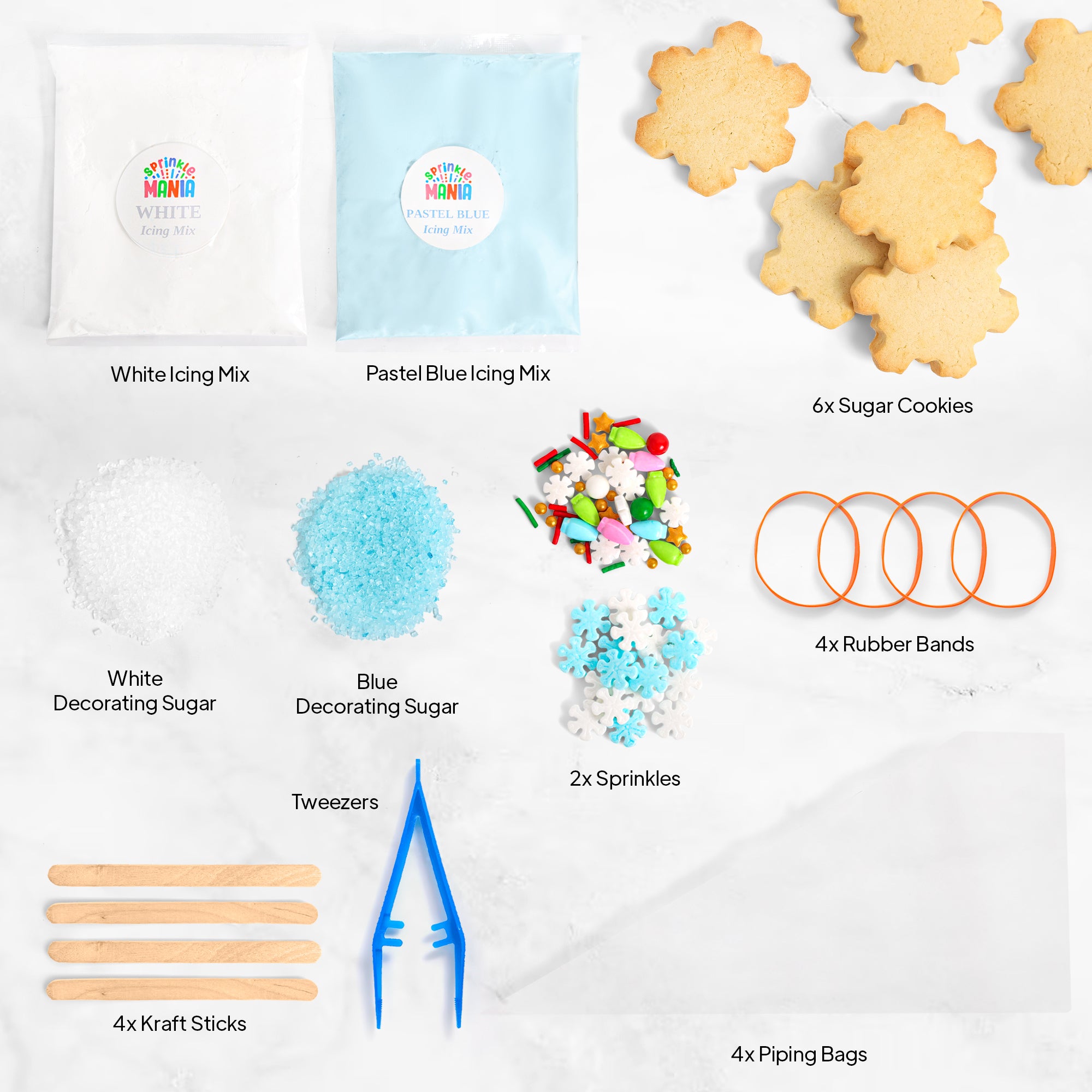 COOKIE DECO KITS : 6 Snowflakes