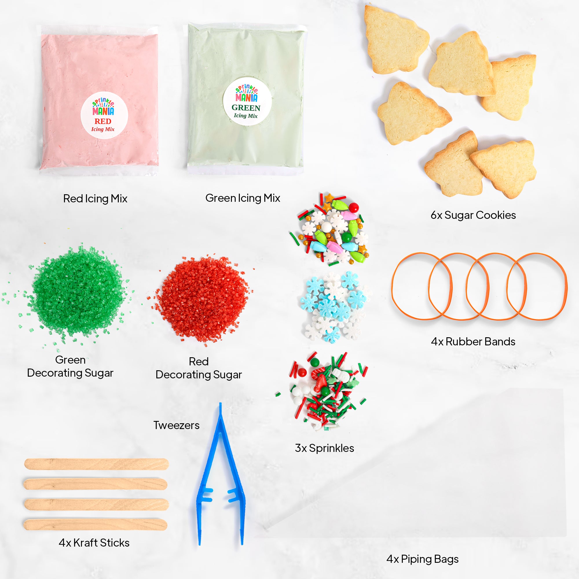 COOKIE DECO KITS : 6 Christmas Trees